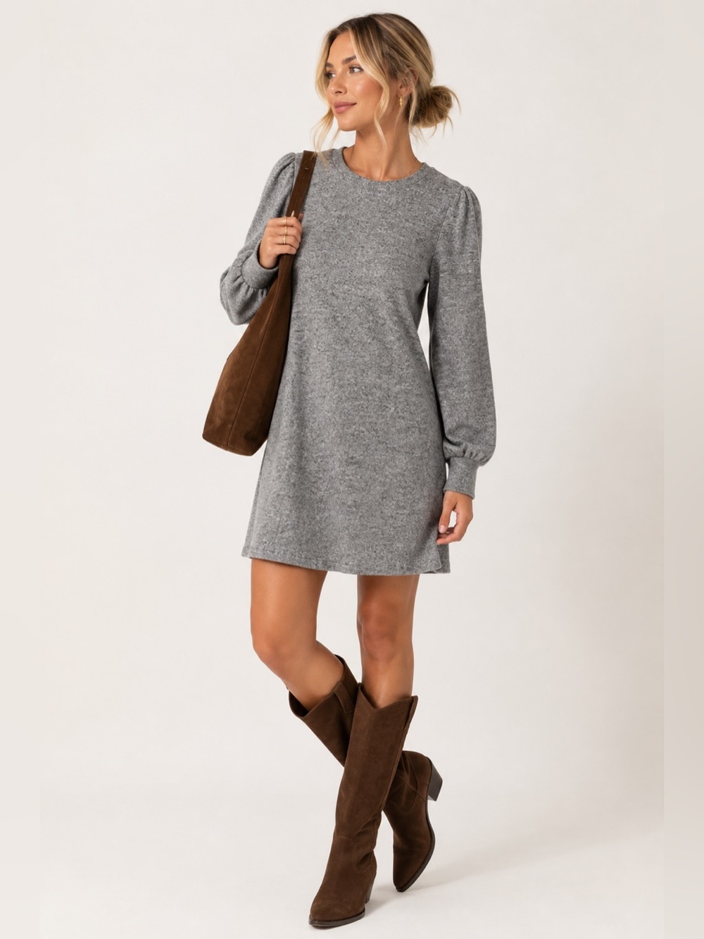 Lucky Brand Super Soft Heather Gray Sweatshirt Sweater Dress Long Sleeve S